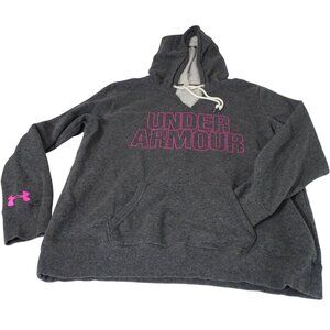 Under Armour Hoodie Pullover Sweatshirt Women Size M Gray Fleece Long Sleeve